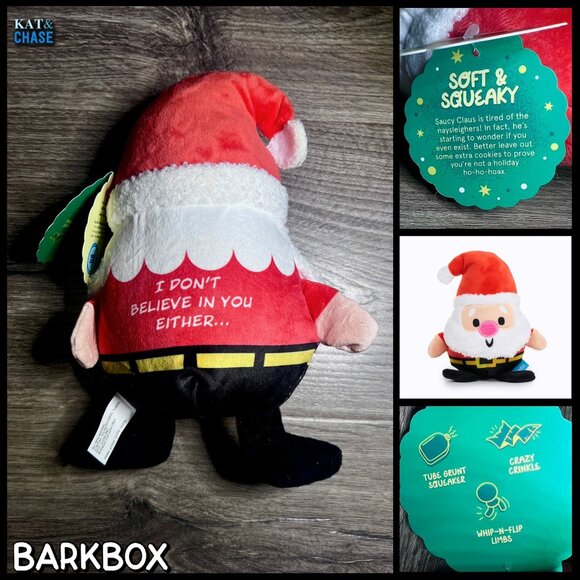 Bark Box Saucy Claus Dog Toy L Large 50+ lbs Squeak, Crinkle New Christmas - Picture 6 of 9
